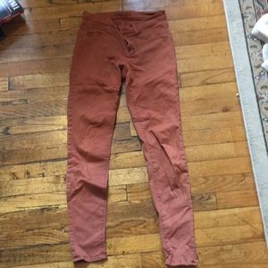 J brand skinny jeans in burnt orange.